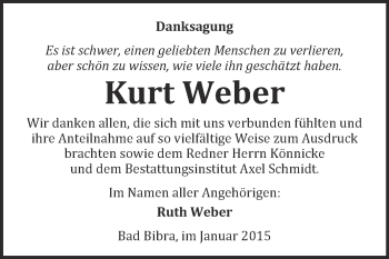 Traueranzeige von Kurt Weber von WVG - Wochenspiegel NMB / WSF / ZTZ