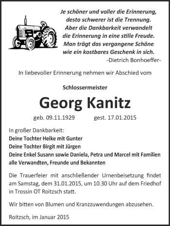 Traueranzeige von Rolf Zerlach von WVG - Wochenspiegel Wittenberg