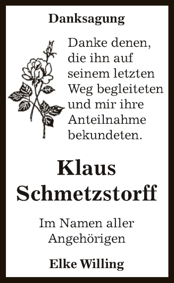 Traueranzeige von Klaus Schmetzstorff von WVG - Wochenspiegel Dessau / Köthen