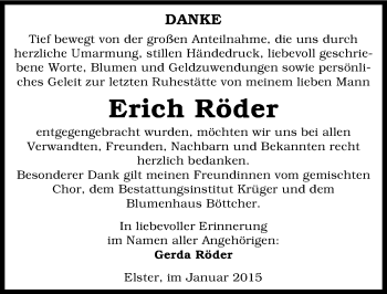 Traueranzeige von Erich Röder von Mitteldeutsche Zeitung Wittenberg