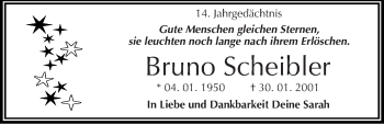 Traueranzeige von Bruno Scheibler von Mitteldeutsche Zeitung Köthen