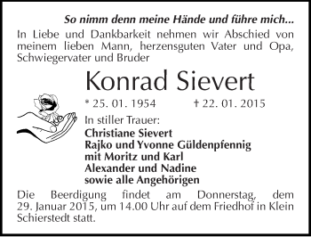 Traueranzeige von Konrad Sievert von Mitteldeutsche Zeitung Aschersleben