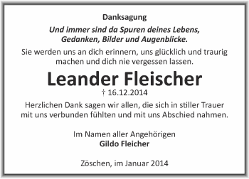 Traueranzeige von Leander Fleischer von Super Sonntag Merseburg