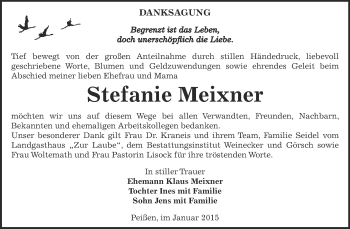 Traueranzeige von Stefanie Meixner von Super Sonntag Bernburg