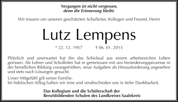 Traueranzeige von Lutz Lempens von Mitteldeutsche Zeitung Merseburg/Querfurt