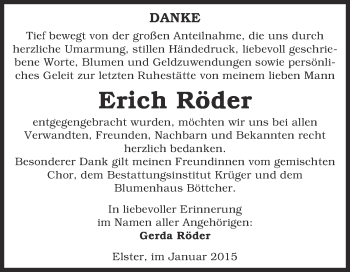 Traueranzeige von Erich Röder von Super Sonntag Wittenberg