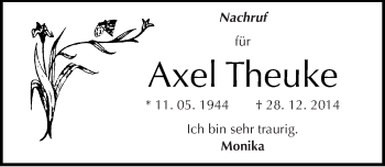 Traueranzeige von Axel Theuke von Mitteldeutsche Zeitung Aschersleben