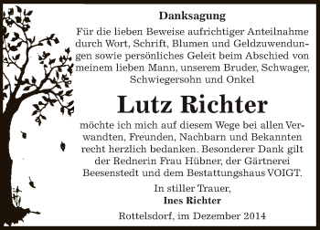 Traueranzeige von Lutz Richter von Super Sonntag SGH Mansf. Land