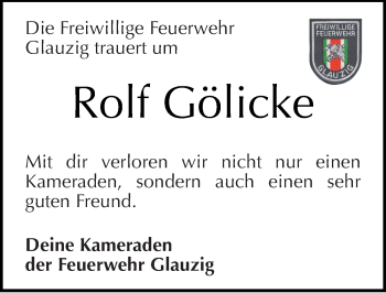 Traueranzeige von Rolf Gölicke von Mitteldeutsche Zeitung Köthen