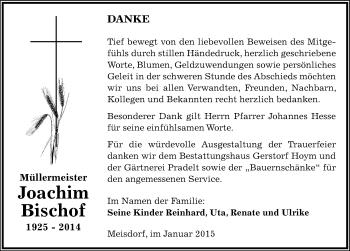 Traueranzeige von Joachim Bischof von Mitteldeutsche Zeitung Quedlinburg