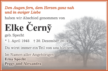 Traueranzeige von Elke Cerny von Super Sonntag Zeitz