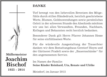 Traueranzeige von Joachim Bischof von Super Sonntag Aschersleben