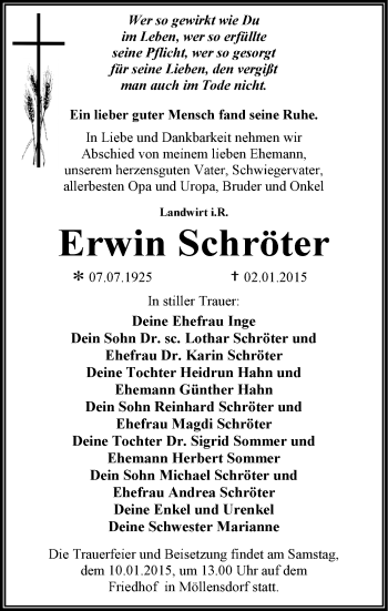 Traueranzeige von Erwin Schröter von Mitteldeutsche Zeitung