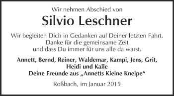 Traueranzeige von Silvio Leschner von WVG - Wochenspiegel Merseburg