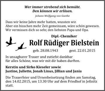 Traueranzeige von Rolf Rüdiger Bielstein von Mitteldeutsche Zeitung Bitterfeld