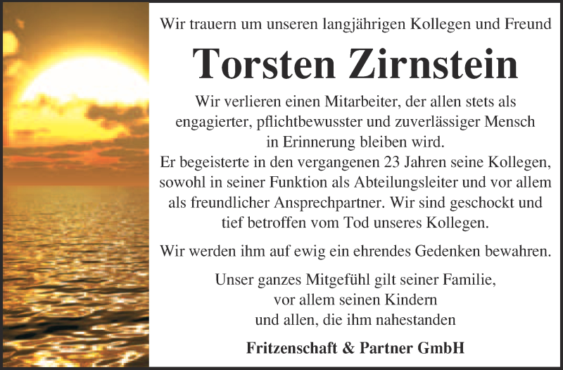  Traueranzeige für Torsten Zirnstein vom 25.01.2015 aus Super Sonntag Wittenberg