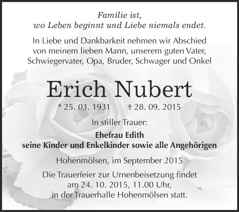  Traueranzeige für Heinz Mämecke vom 29.10.2013 aus Mitteldeutsche Zeitung Quedlinburg