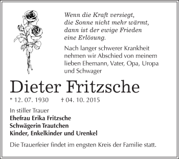 Traueranzeige von Siegfried Busch von Mitteldeutsche Zeitung Aschersleben