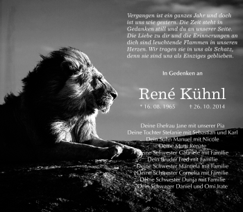 Traueranzeige von Rene Kühnl von Super Sonntag Wittenberg
