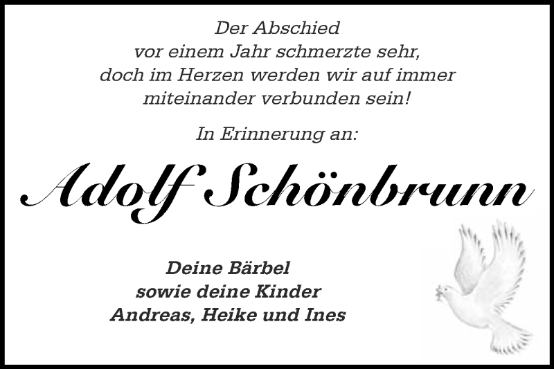 Traueranzeige für Adolf Schönbrunn vom 28.10.2015 aus Super Sonntag Quedlinburg