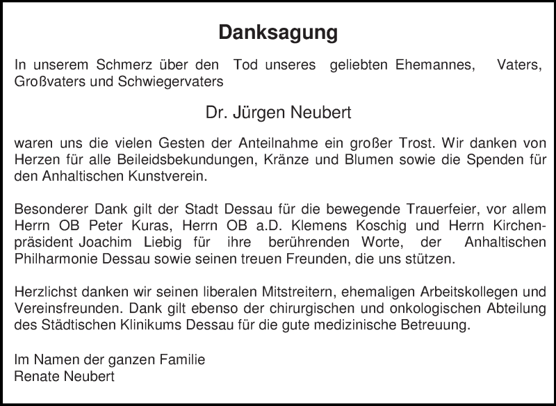  Traueranzeige für Jürgen Neubert vom 10.10.2015 aus WVG - Wochenspiegel Dessau / Köthen