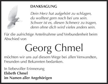 Traueranzeige von Georg Chmel von Super Sonntag Zeitz