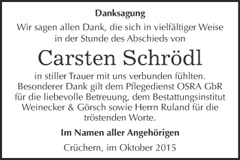 Traueranzeige von Carsten Schrödl von Super Sonntag Bernburg