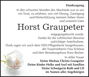 Traueranzeige von Horst Graupeter von Mitteldeutsche Zeitung