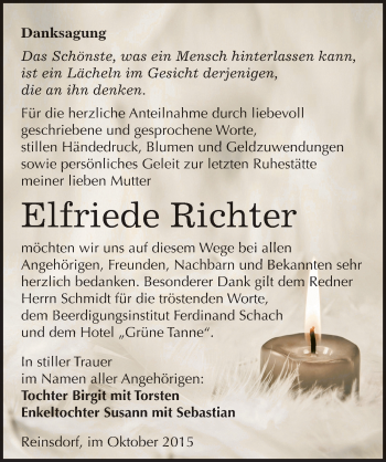 Traueranzeige von Elfriede Richter von Mitteldeutsche Zeitung Wittenberg