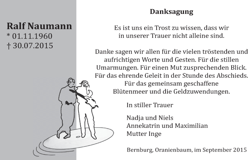  Traueranzeige für Ralf Naumann vom 10.10.2015 aus Mitteldeutsche Zeitung Wittenberg