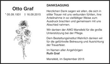 Traueranzeige von Otto Graf von Super Sonntag SGH Mansf. Land