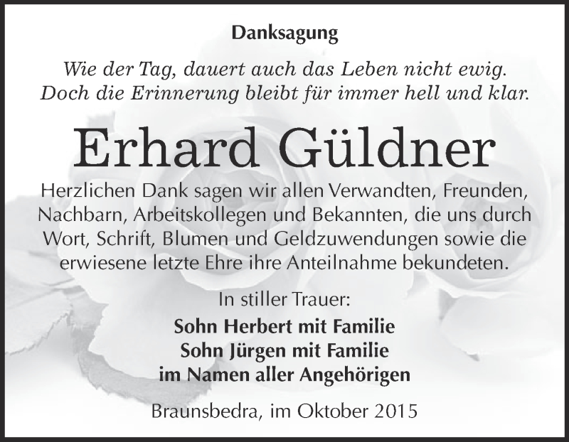  Traueranzeige für Erhard Güldner vom 17.10.2015 aus WVG - Wochenspiegel Merseburg