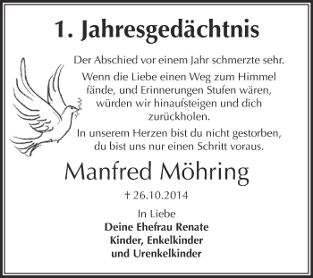 Traueranzeige von Manfred Möhring von Super Sonntag SGH Mansf. Land