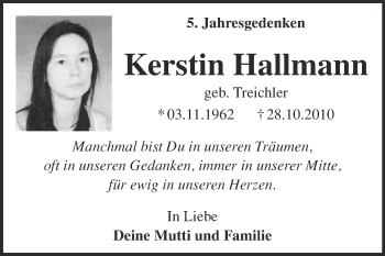 Traueranzeige von Kerstin Hallmann von Super Sonntag Wittenberg