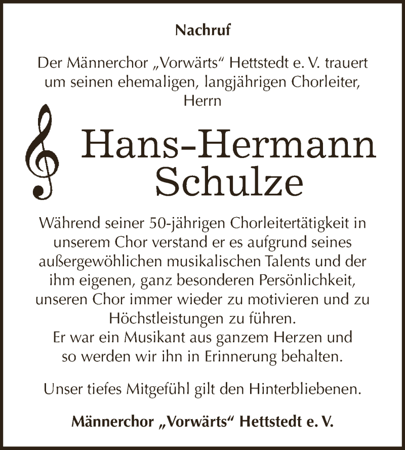  Traueranzeige für Hans-Hermann Schulze vom 17.10.2015 aus Super Sonntag SGH Mansf. Land