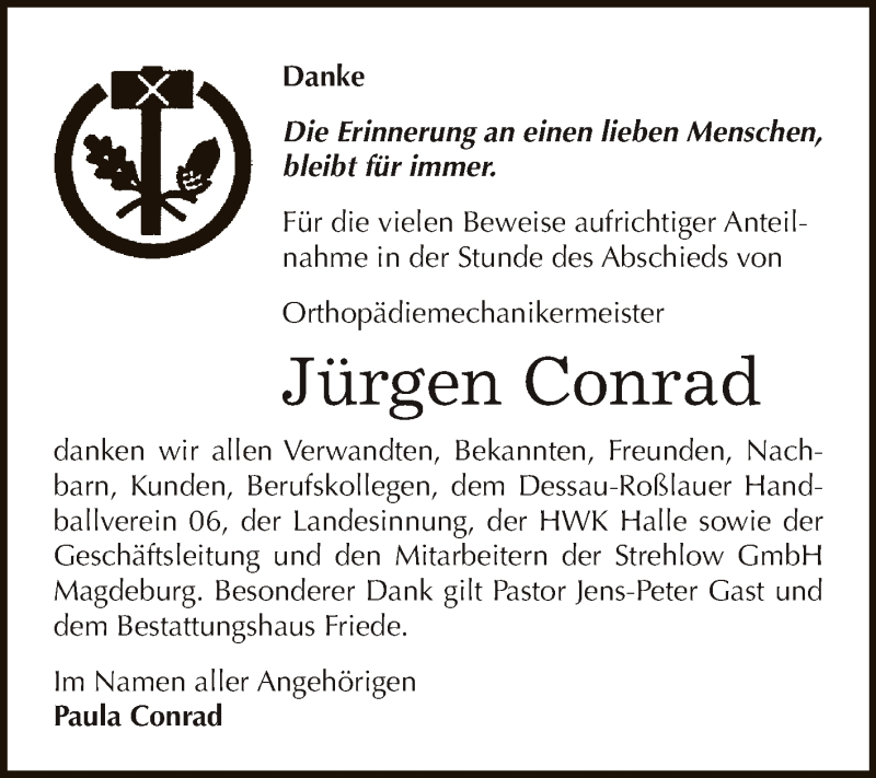  Traueranzeige für Jürgen Conrad vom 17.10.2015 aus WVG - Wochenspiegel Dessau / Köthen