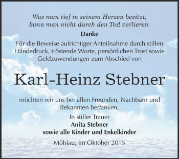 Traueranzeige von Karl-Heinz Stebner von WVG - Wochenspiegel Wittenberg