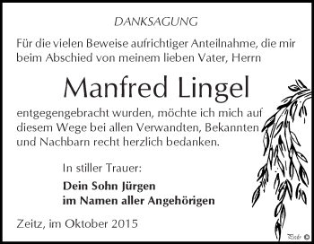 Traueranzeige von Manfred Lingel von Super Sonntag Zeitz