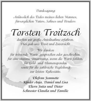 Traueranzeige von Torsten Troitzsch von WVG - Wochenspiegel Dessau / Köthen