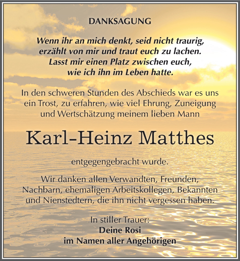  Traueranzeige für Karl-Heinz Matthes vom 17.10.2015 aus Mitteldeutsche Zeitung Sangerhausen