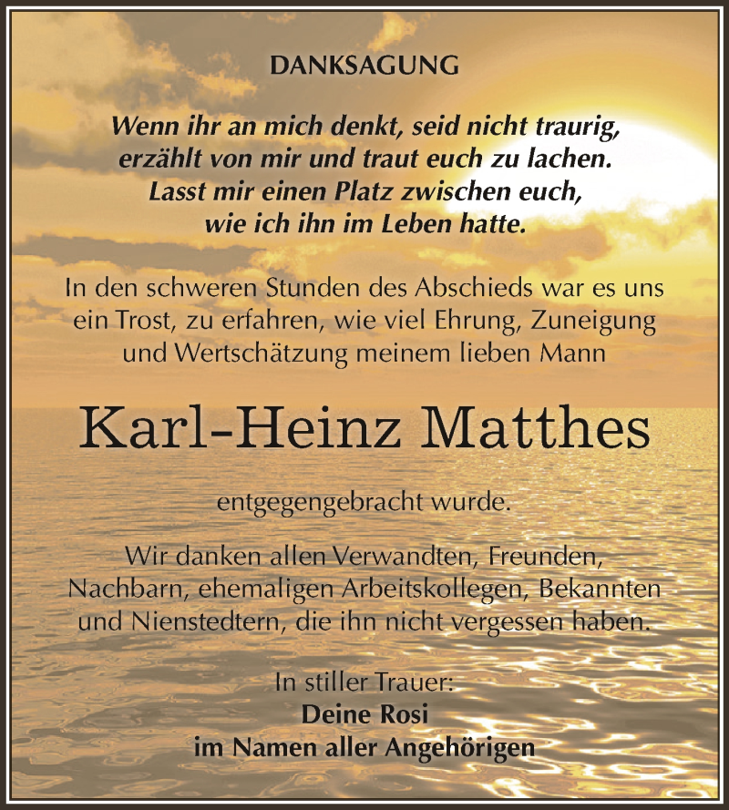  Traueranzeige für Karl-Heinz Matthes vom 17.10.2015 aus Super Sonntag SGH Mansf. Land