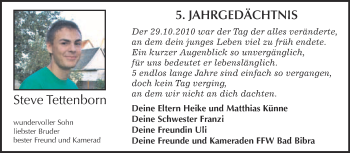 Traueranzeige von Steve Tettenborn von WVG - Wochenspiegel NMB / WSF / ZTZ
