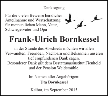 Traueranzeige von Frank-Ulrich Bornkessel von Super Sonntag SGH Mansf. Land