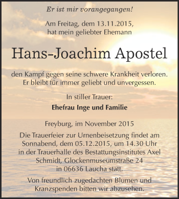 Traueranzeige von Waldemar Galster von Mitteldeutsche Zeitung Mansfelder Land