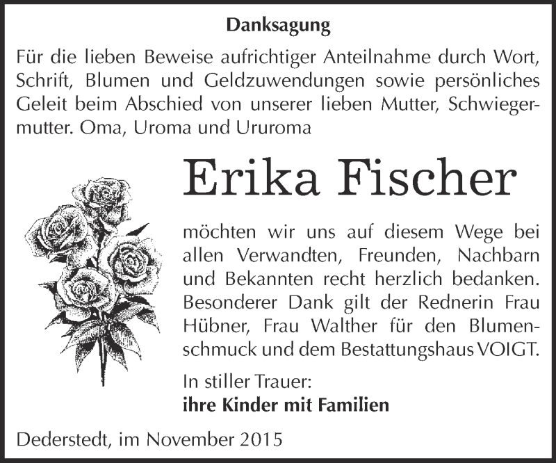  Traueranzeige für Erika Klein vom 27.09.2014 aus Mitteldeutsche Zeitung Bernburg