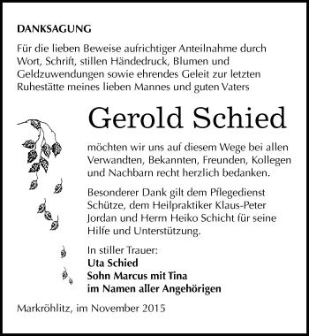 Traueranzeige von Gerold Schied von Mitteldeutsche Zeitung