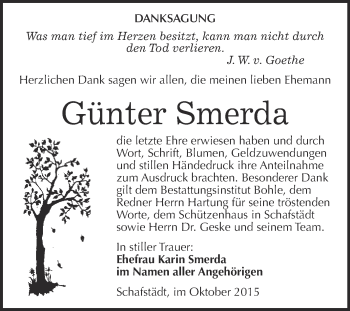 Traueranzeige von Günter Smerda von Super Sonntag Merseburg