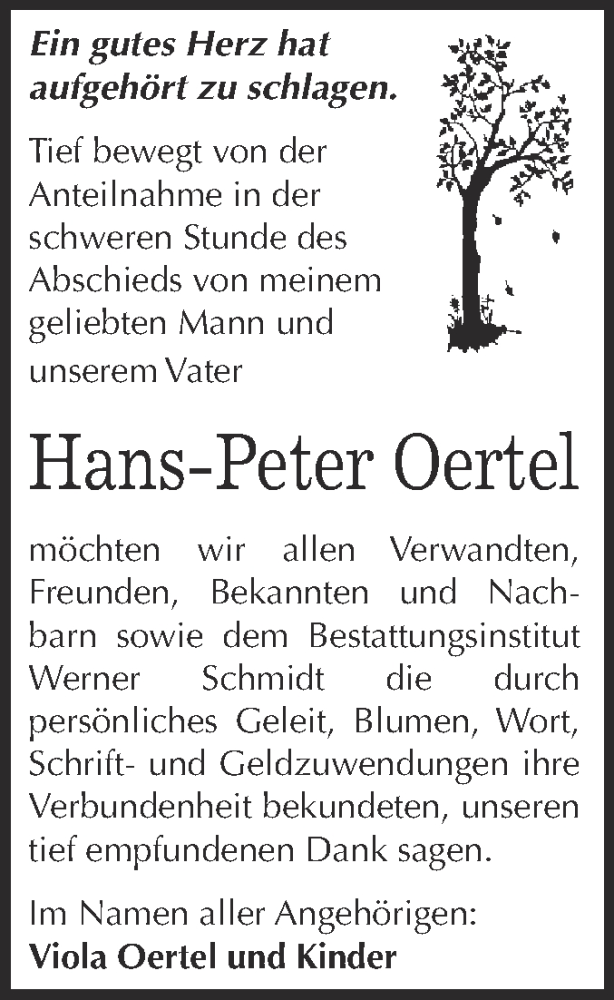  Traueranzeige für Hans-Peter Oertel vom 28.11.2015 aus WVG - Wochenspiegel Quedlinburg