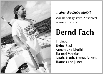 Traueranzeige von Bernd Fach von Mitteldeutsche Zeitung Mansfelder Land