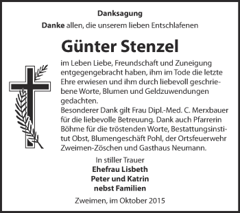 Traueranzeige von Günter Stenzel von Super Sonntag Merseburg
